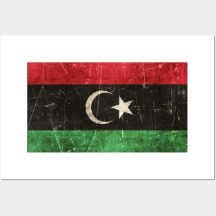Vintage Aged and Scratched Libyan Flag Posters and Art